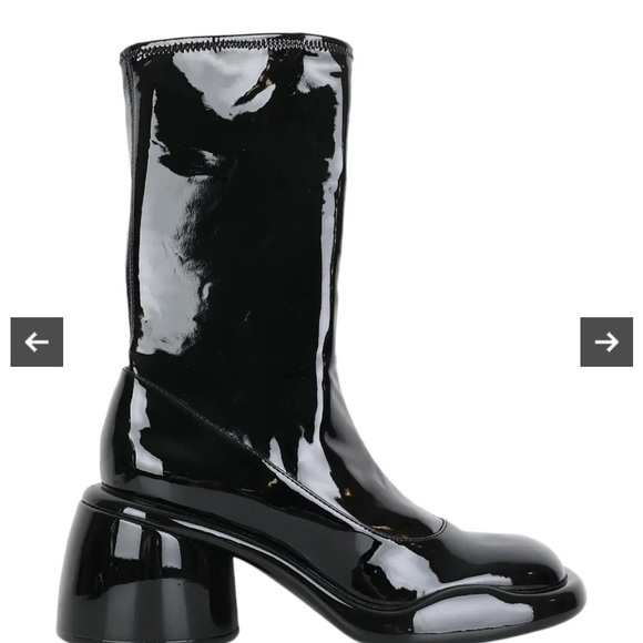 Charles & Keith Patent Black Heeled Boots - Picture 3 of 11